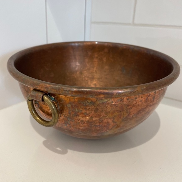 Hauviel Villediue Copper Mixing Bowl-France-Hanging-EUC-Vintage—Beautiful! - Picture 6 of 6